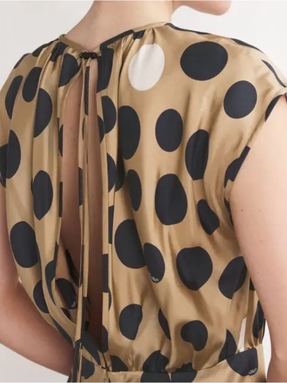 MaxMara Tan Maxi Dress with Black Polka Dots - Picture 4 of 7